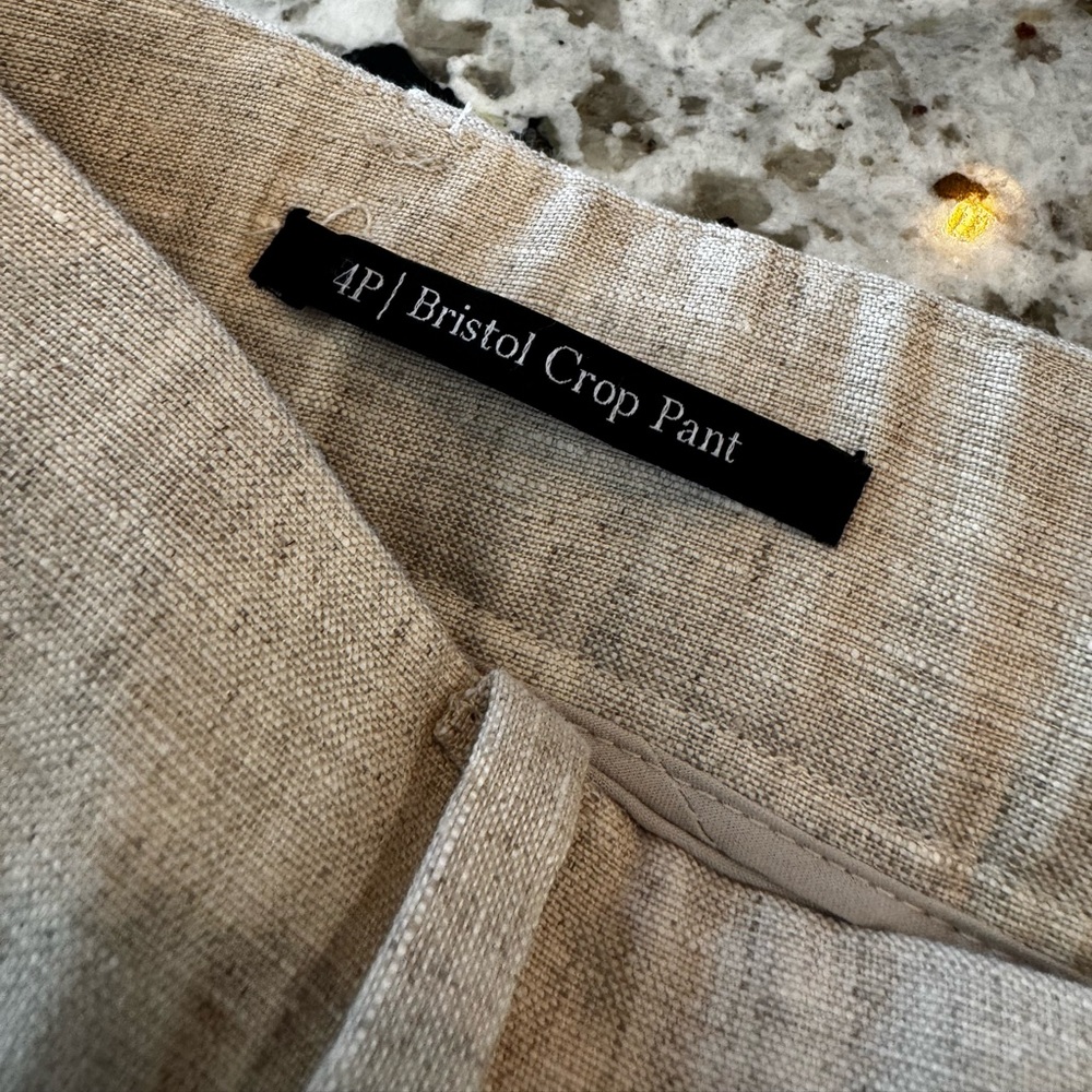 Talbots Linen Cropped Ankle Pants in‎ Light Taupe - Picture 7 of 10